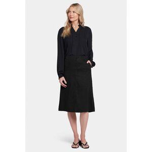 NWT NYDJ Womens Size 12 Black Marilyn A-Line Skirt Stretch Linen Skirt NEW